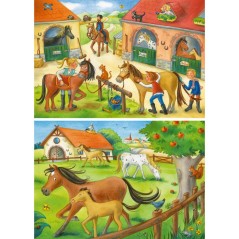 Puzzle enfant Ravensburger Vakantie op de manege - 2 x 12 pieces - Ani