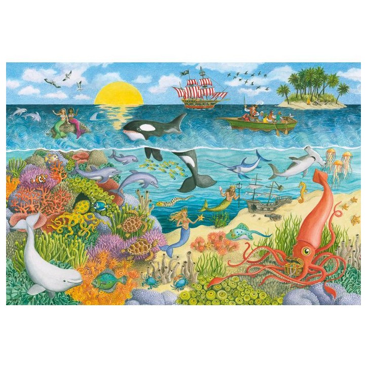 Ravensburger - Puzzle Enfant - Lot de 2 puzzles 24 pieces - Pirates et sirenes -des 4 ans - 2 posters a taille réelle - 05676