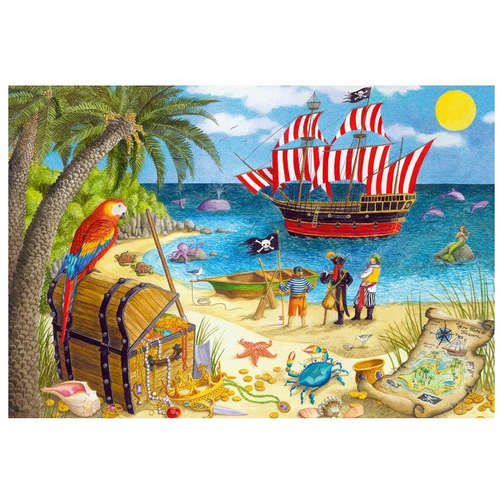 Ravensburger - Puzzle Enfant - Lot de 2 puzzles 24 pieces - Pirates et sirenes -des 4 ans - 2 posters a taille réelle - 05676