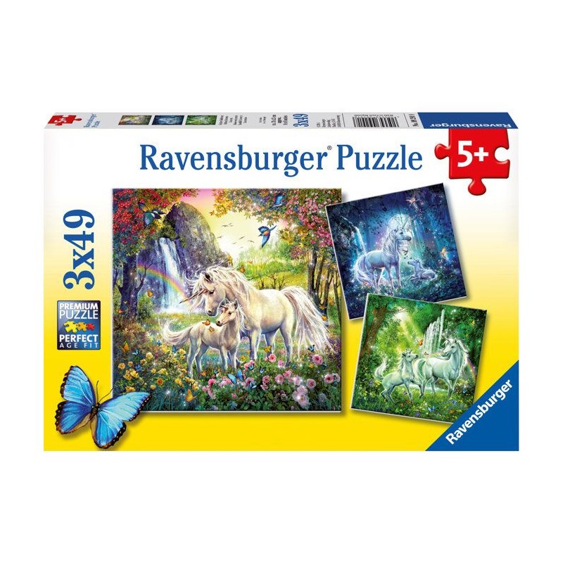 Puzzle 3 x 49 pieces : Les licornes