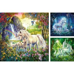 Puzzle 3 x 49 pieces : Les licornes