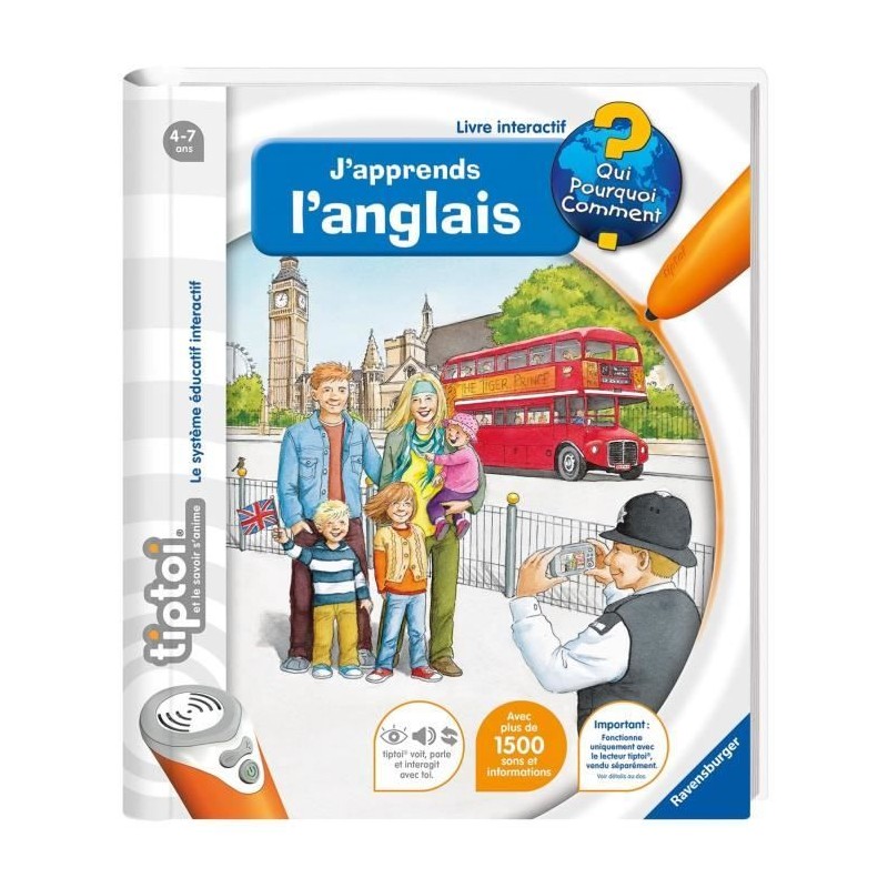 tiptoi, Livre interactif, J'apprends l'anglais, 4 ans, 13099003, Raven