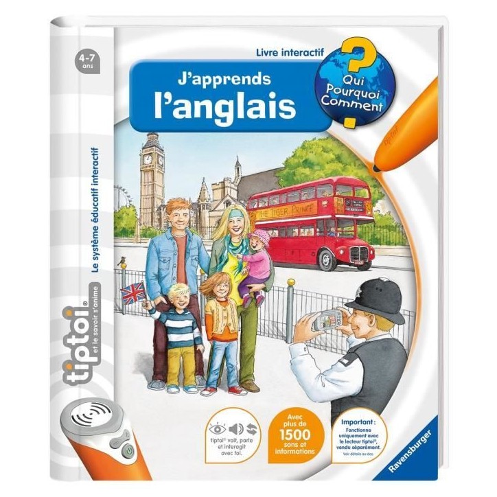 tiptoi, Livre interactif, J'apprends l'anglais, 4 ans, 13099003, Ravensburger tiptoi, Livre interactif, J'apprends l'anglais, 4 ans, 13099003, Ravensburger