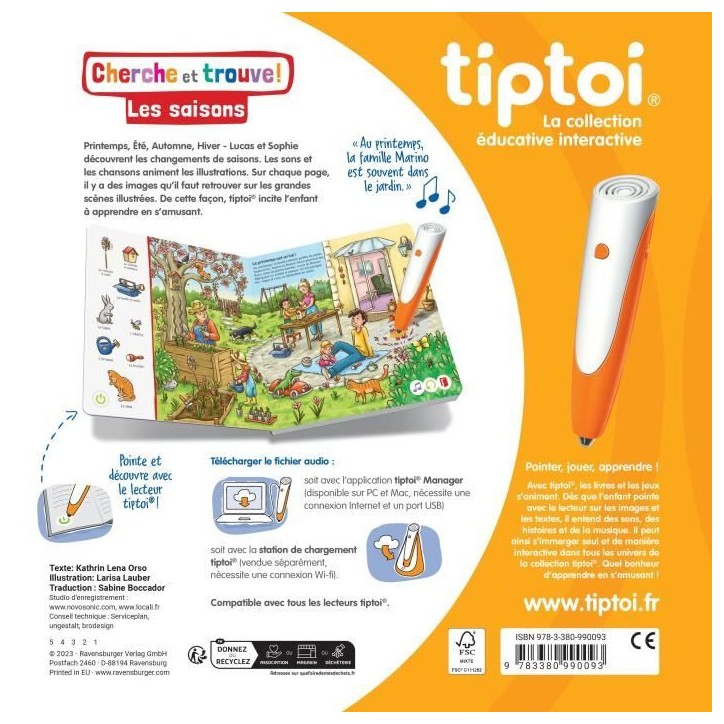 Ravensburger-tiptoi-Livre interactif-Cherche et trouve Les saisons-Jeu éducatif électronique,sans écran-A partir de 2 ans-130 Ravensburger-tiptoi-Livre interactif-Cherche et trouve Les saisons-Jeu éducatif électronique,sans écran-A partir de 2 ans-130