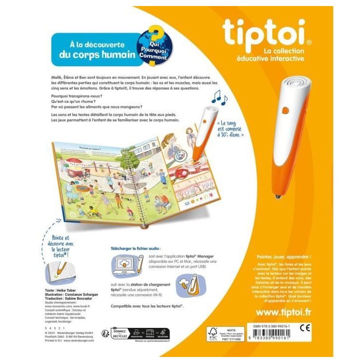 tiptoi, Livre interactif a la découverte du corps humain, 4 ans, 13099016, Ravensburger tiptoi, Livre interactif a la découverte du corps humain, 4 ans, 13099016, Ravensburger
