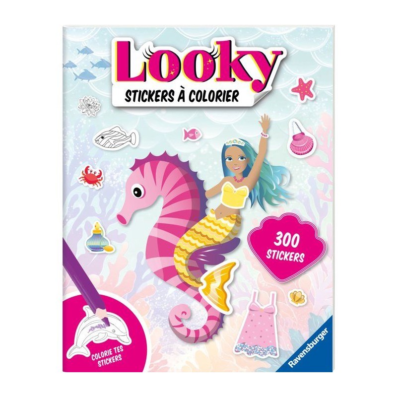 Ravensburger – Looky Livre de stickers – Livre stickers a colorier