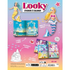 Ravensburger – Looky Livre de stickers – Livre stickers a colorier – 24 pages – Dessin de mode – Sirenes – Des 4 ans