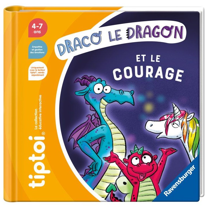 Ravensburger-tiptoi-Livre interactif-Draco le dragon et le Courage-Jeu éducatif électronique, sans écran-des 4 ans-13099075 Ravensburger-tiptoi-Livre interactif-Draco le dragon et le Courage-Jeu éducatif électronique, sans écran-des 4 ans-13099075