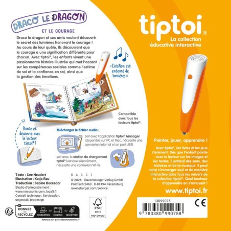 Ravensburger-tiptoi-Livre interactif-Draco le dragon et le Courage-Jeu éducatif électronique, sans écran-des 4 ans-13099075