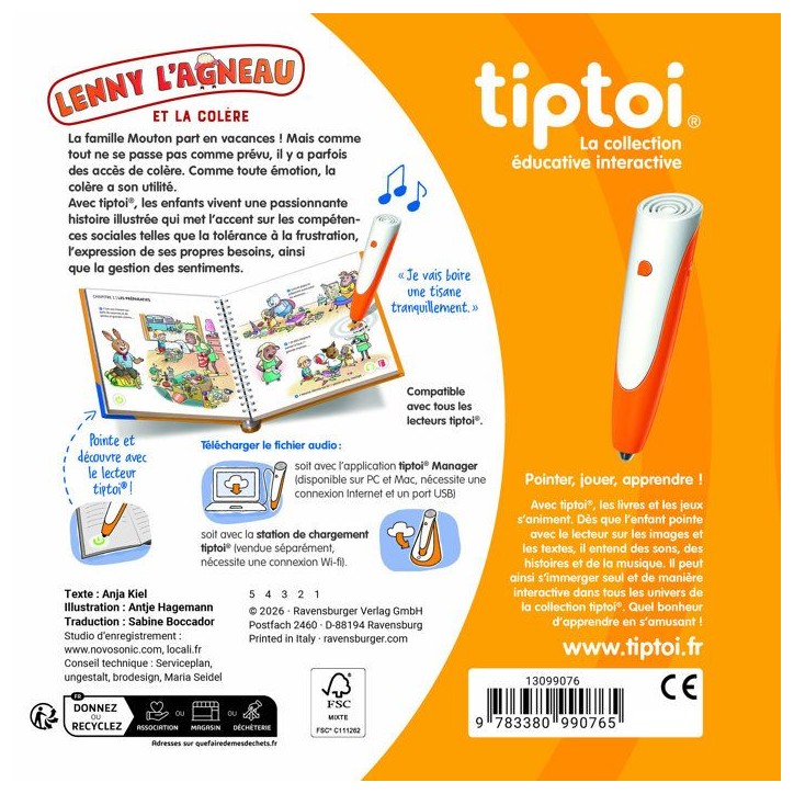 Ravensburger - tiptoi - Livre interactif - Lenny l'agneau et la colere- Jeu éducatif électronique, sans écran - des 4 ans-130 Ravensburger - tiptoi - Livre interactif - Lenny l'agneau et la colere- Jeu éducatif électronique, sans écran - des 4 ans-130