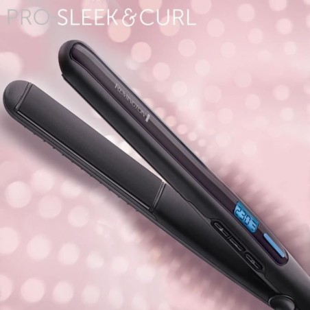 Lisseur boucleur - REMINGTON - S6505 PRO-SLEEK & CURL - 230°C - Chauffe rapide - Turbo - Pochette - Noir