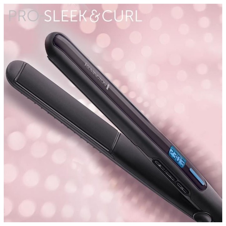 Lisseur boucleur - REMINGTON - S6505 PRO-SLEEK & CURL - 230°C - Chauffe rapide - Turbo - Pochette - Noir Lisseur boucleur - REMINGTON - S6505 PRO-SLEEK & CURL - 230°C - Chauffe rapide - Turbo - Pochette - Noir
