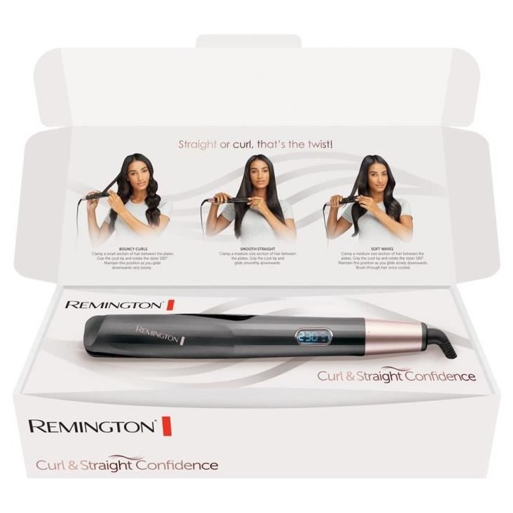 Remington S6606 Fer a Lisser, Fer a Boucler, Lisseur, Boucleur Curl Confidence Advanced Cermaic, Tourmaline, Antistatique Remington S6606 Fer a Lisser, Fer a Boucler, Lisseur, Boucleur Curl Confidence Advanced Cermaic, Tourmaline, Antistatique