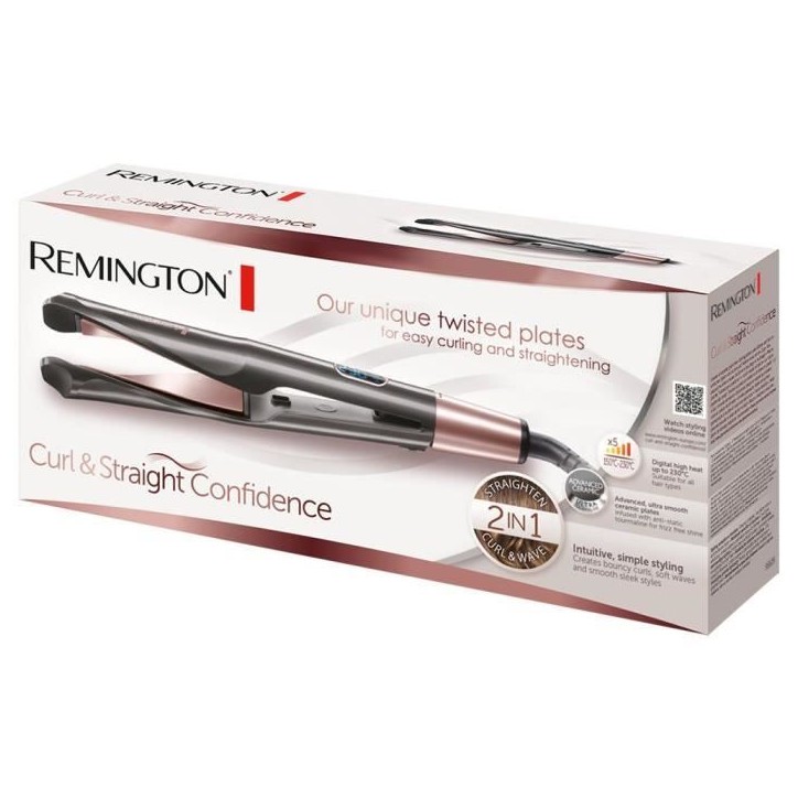 Remington S6606 Fer a Lisser, Fer a Boucler, Lisseur, Boucleur Curl Confidence Advanced Cermaic, Tourmaline, Antistatique Remington S6606 Fer a Lisser, Fer a Boucler, Lisseur, Boucleur Curl Confidence Advanced Cermaic, Tourmaline, Antistatique