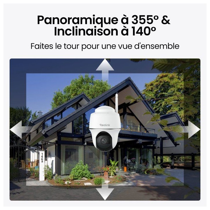 Caméra de surveillance - REOLINK - B420 - Panneau solaire - Extérieur - Vision nocturne - Blanc Caméra de surveillance - REOLINK - B420 - Panneau solaire - Extérieur - Vision nocturne - Blanc