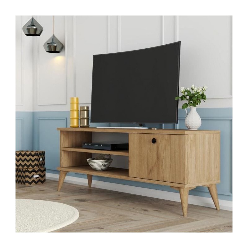 Meuble TV - RETRO - Chene - 120 x 30 x 45 cm
