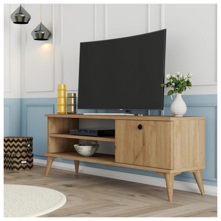 Meuble TV - RETRO - Chene - 120 x 30 x 45 cm Meuble TV - RETRO - Chene - 120 x 30 x 45 cm
