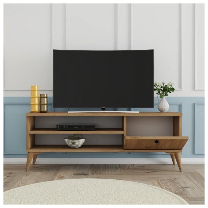 Meuble TV - RETRO - Chene - 120 x 30 x 45 cm Meuble TV - RETRO - Chene - 120 x 30 x 45 cm