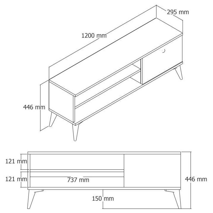 Meuble TV - RETRO - Chene - 120 x 30 x 45 cm Meuble TV - RETRO - Chene - 120 x 30 x 45 cm