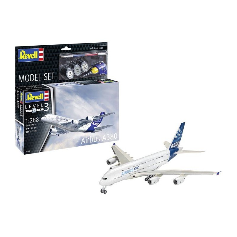 Maquette d'avion - REVELL - Model Set - Airbus A380 - Avec colle, pein