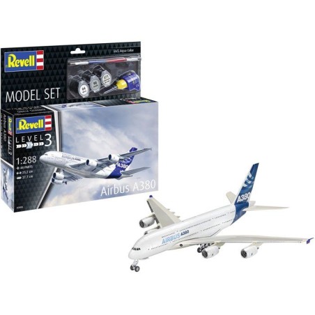 Maquette d'avion - REVELL - Model Set - Airbus A380 - Avec colle, pein