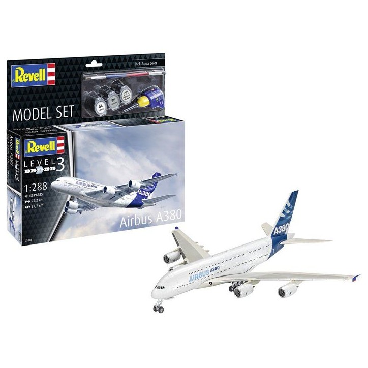 Maquette d'avion - REVELL - Model Set - Airbus A380 - Avec colle, peintures et accessoires Maquette d'avion - REVELL - Model Set - Airbus A380 - Avec colle, peintures et accessoires