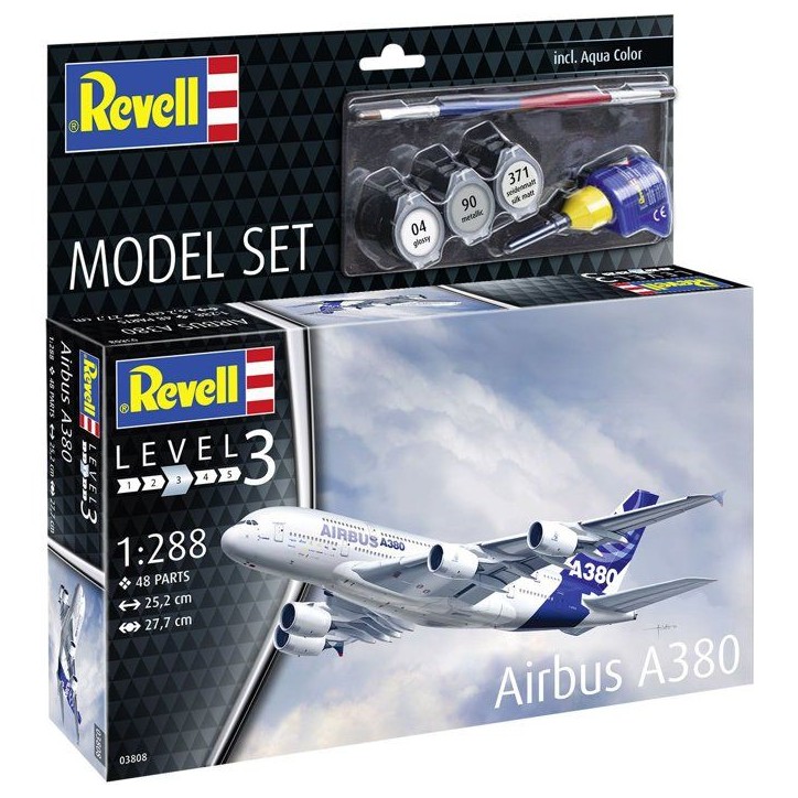 Maquette d'avion - REVELL - Model Set - Airbus A380 - Avec colle, peintures et accessoires Maquette d'avion - REVELL - Model Set - Airbus A380 - Avec colle, peintures et accessoires