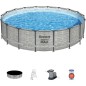 Kit Piscine hors sol tubulaire BESTWAY Steel Pro Max™ - 549 x 122 cm - Ronde (Avec pompe de filtration, une échelle et une b