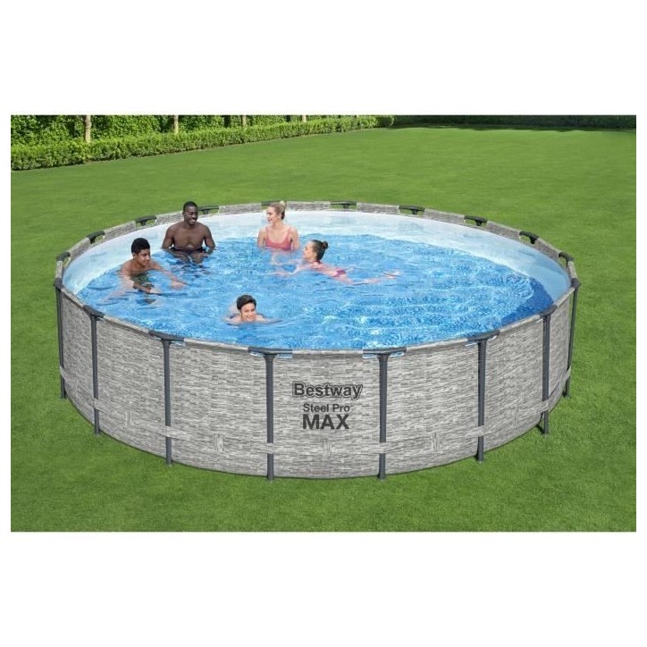 Kit Piscine hors sol tubulaire BESTWAY Steel Pro Max™ - 549 x 122 cm - Ronde (Avec pompe de filtration, une échelle et une b Kit Piscine hors sol tubulaire BESTWAY Steel Pro Max™ - 549 x 122 cm - Ronde (Avec pompe de filtration, une échelle et une b