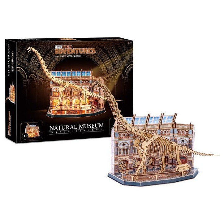 Puzzle 3D en bois - REVELL - Tiny Adventures - Natural Museum - Brachiosaur - LED Puzzle 3D en bois - REVELL - Tiny Adventures - Natural Museum - Brachiosaur - LED