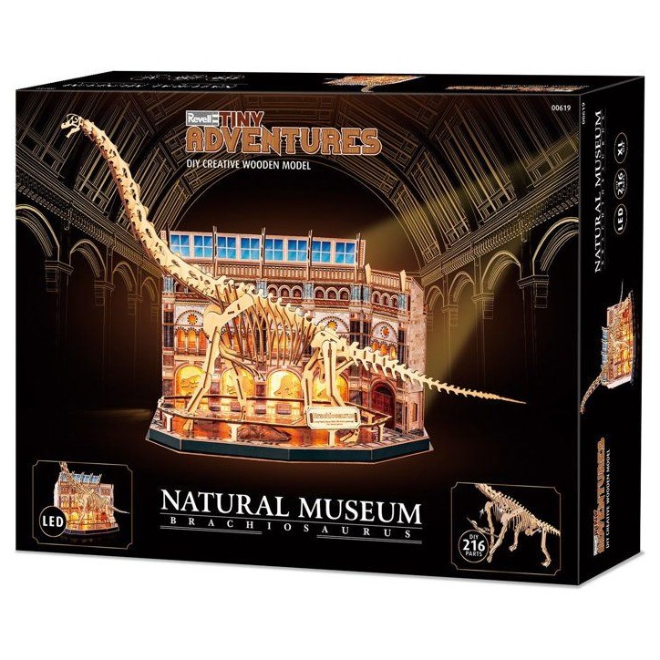 Puzzle 3D en bois - REVELL - Tiny Adventures - Natural Museum - Brachiosaur - LED Puzzle 3D en bois - REVELL - Tiny Adventures - Natural Museum - Brachiosaur - LED