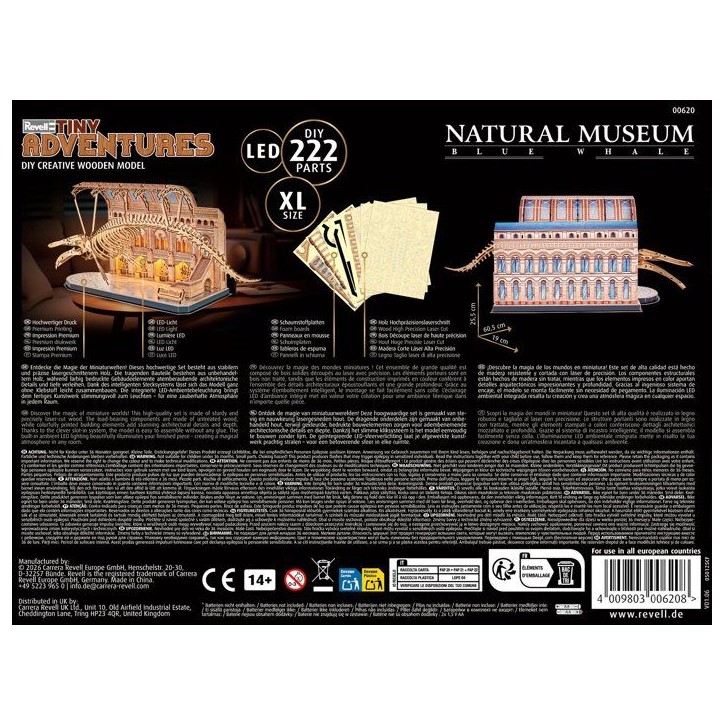 Puzzle 3D en bois - REVELL - Tiny Adventures - Natural Museum - Baleine Bleue - LED Puzzle 3D en bois - REVELL - Tiny Adventures - Natural Museum - Baleine Bleue - LED