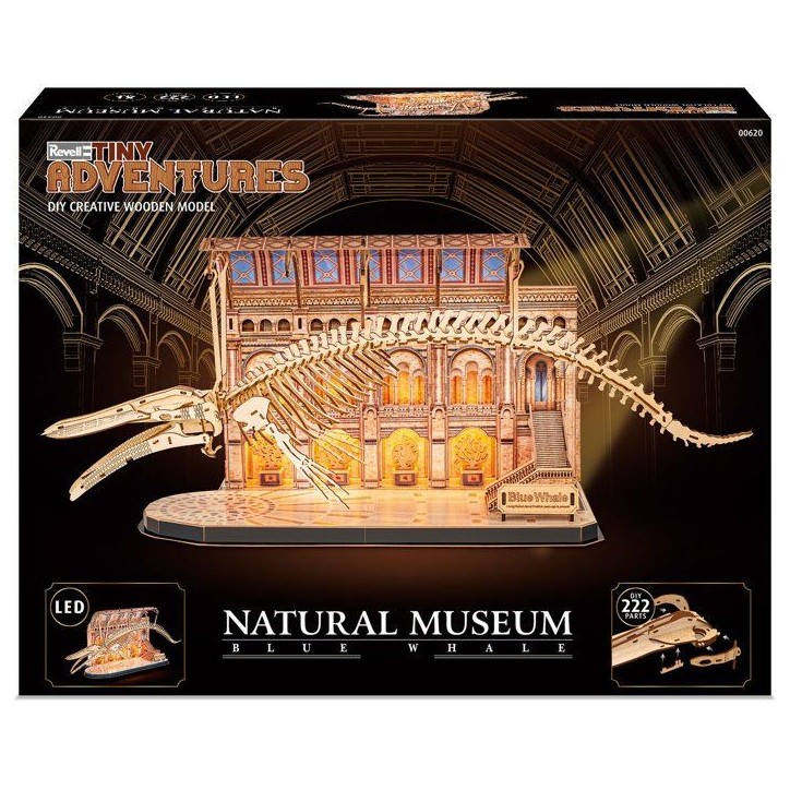 Puzzle 3D en bois - REVELL - Tiny Adventures - Natural Museum - Baleine Bleue - LED Puzzle 3D en bois - REVELL - Tiny Adventures - Natural Museum - Baleine Bleue - LED