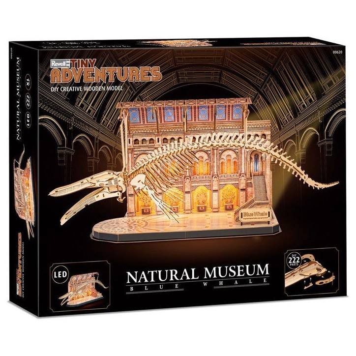 Puzzle 3D en bois - REVELL - Tiny Adventures - Natural Museum - Baleine Bleue - LED Puzzle 3D en bois - REVELL - Tiny Adventures - Natural Museum - Baleine Bleue - LED