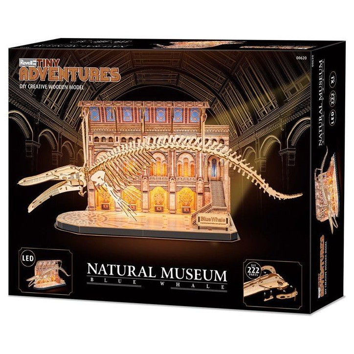 Puzzle 3D en bois - REVELL - Tiny Adventures - Natural Museum - Baleine Bleue - LED Puzzle 3D en bois - REVELL - Tiny Adventures - Natural Museum - Baleine Bleue - LED