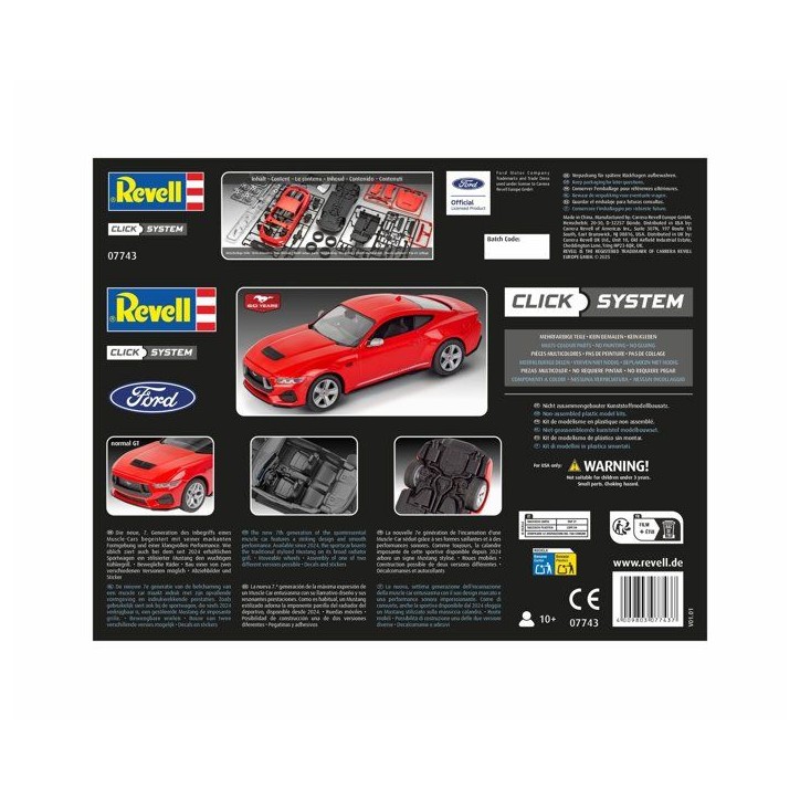 Maquette a construire - REVELL - Click System - Ford Mustang GT 2024 - Sans colle - Pieces pré-peintes Maquette a construire - REVELL - Click System - Ford Mustang GT 2024 - Sans colle - Pieces pré-peintes