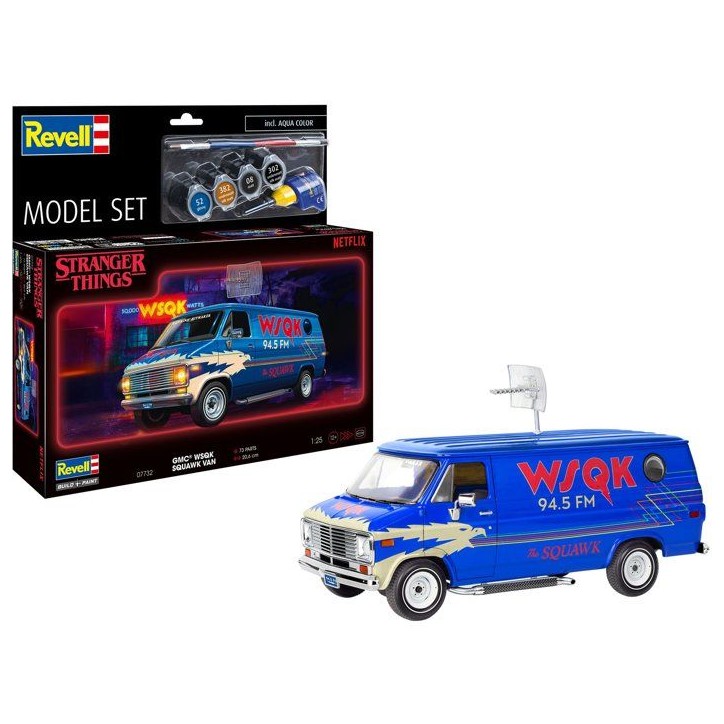 Maquette de voiture - REVELL - Model Set - Stranger Things - GMC WSQK Squawk Van - Avec colle, peintures et accessoires Maquette de voiture - REVELL - Model Set - Stranger Things - GMC WSQK Squawk Van - Avec colle, peintures et accessoires