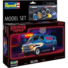 Maquette de voiture - REVELL - Model Set - Stranger Things - GMC WSQK Squawk Van - Avec colle, peintures et accessoires
