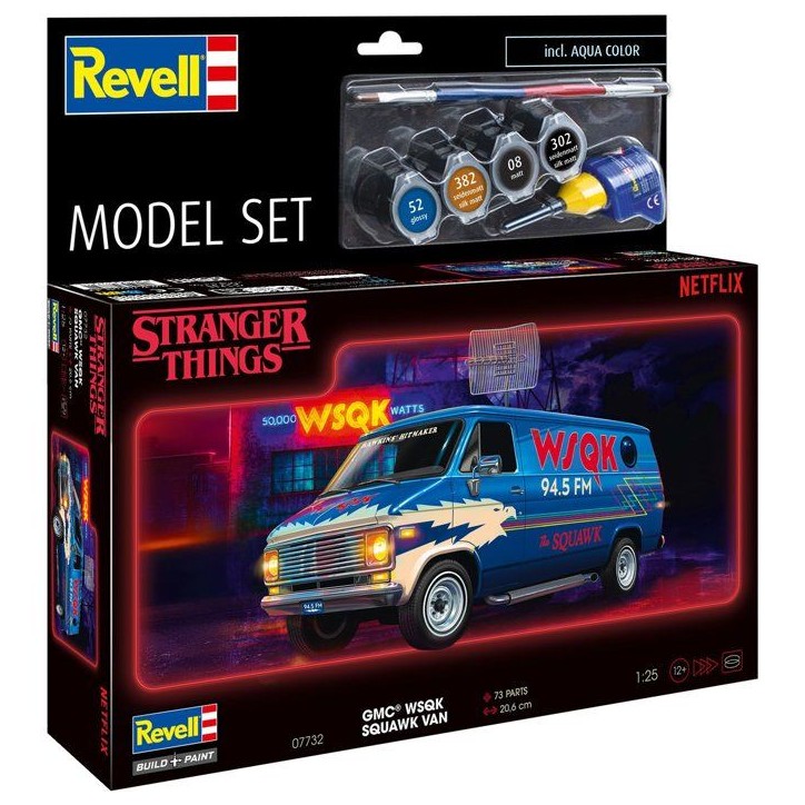 Maquette de voiture - REVELL - Model Set - Stranger Things - GMC WSQK Squawk Van - Avec colle, peintures et accessoires Maquette de voiture - REVELL - Model Set - Stranger Things - GMC WSQK Squawk Van - Avec colle, peintures et accessoires
