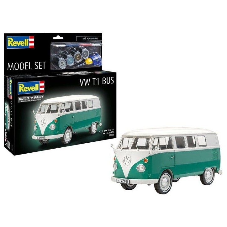 Maquette de voiture - REVELL - Model Set - VW T1 - Avec colle, peintures et accessoires Maquette de voiture - REVELL - Model Set - VW T1 - Avec colle, peintures et accessoires
