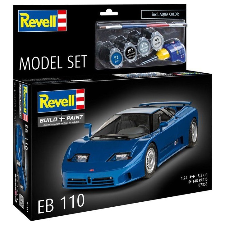 Maquette de voiture - REVELL - Model Set - BUGATTI EB 110 - Avec colle, peintures et accessoires Maquette de voiture - REVELL - Model Set - BUGATTI EB 110 - Avec colle, peintures et accessoires