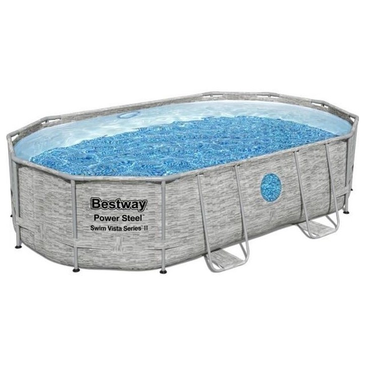 Kit Piscine hors sol tubulaire BESTWAY - Power Steel™ - 488 x 305 x 107 cm - Ovale - (Filtre a sable, bâche, échelle) Kit Piscine hors sol tubulaire BESTWAY - Power Steel™ - 488 x 305 x 107 cm - Ovale - (Filtre a sable, bâche, échelle)
