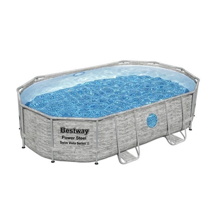 Kit Piscine hors sol tubulaire BESTWAY - Power Steel™ - 488 x 305 x 107 cm - Ovale - (Filtre a sable, bâche, échelle) Kit Piscine hors sol tubulaire BESTWAY - Power Steel™ - 488 x 305 x 107 cm - Ovale - (Filtre a sable, bâche, échelle)
