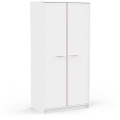 Armoire de chambre - REVERSO - Blanc mat - Décor Rose ou Bleu - 2 por