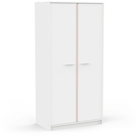 Armoire de chambre - REVERSO - Blanc mat - Décor Rose ou Bleu - 2 por