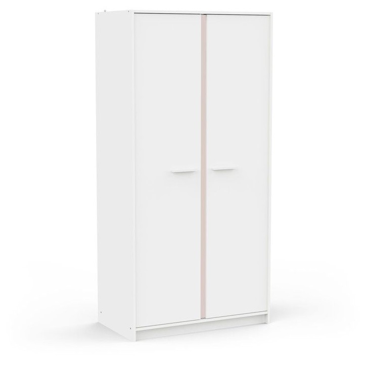 Armoire de chambre - REVERSO - Blanc mat - Décor Rose ou Bleu - 2 portes - L88,3 x P50 x H180,9 cm Armoire de chambre - REVERSO - Blanc mat - Décor Rose ou Bleu - 2 portes - L88,3 x P50 x H180,9 cm