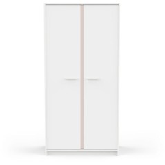 Armoire de chambre - REVERSO - Blanc mat - Décor Rose ou Bleu - 2 por