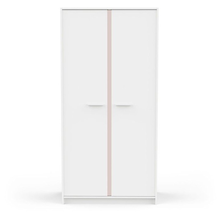 Armoire de chambre - REVERSO - Blanc mat - Décor Rose ou Bleu - 2 portes - L88,3 x P50 x H180,9 cm Armoire de chambre - REVERSO - Blanc mat - Décor Rose ou Bleu - 2 portes - L88,3 x P50 x H180,9 cm