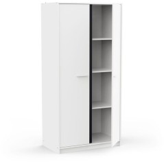Armoire de chambre - REVERSO - Blanc mat - Décor Rose ou Bleu - 2 por