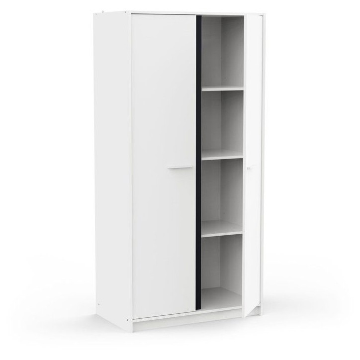 Armoire de chambre - REVERSO - Blanc mat - Décor Rose ou Bleu - 2 portes - L88,3 x P50 x H180,9 cm Armoire de chambre - REVERSO - Blanc mat - Décor Rose ou Bleu - 2 portes - L88,3 x P50 x H180,9 cm